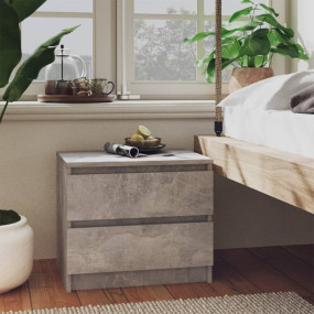 Bed Cabinet Set of 2 Concrete Grey Engineered Wood Bed ...