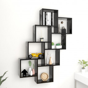 Wall Shelf Black Engineered Wood 35.4x5.9x46.9 in Wall ...