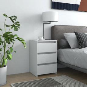 Bed Cabinet Set of 2 White Engineered Wood