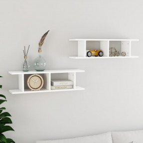 Wall Shelf Set of 2 White Engineered wood 29.5 x 7.1 x ...