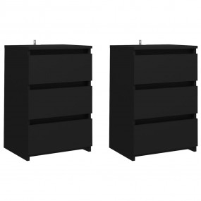 Bed Cabinet Set of 2 Black Engineered wood Medium Bed C...