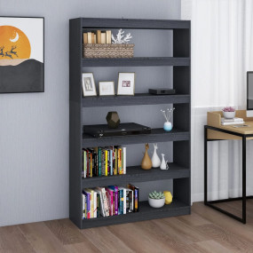 Book Cabinet Gray Solid Pinewood 39.4 x 11.8 x 65.9 in