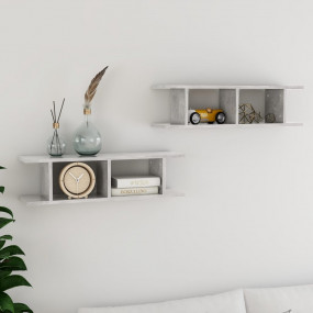Wall Shelf Set of 2 Concrete gray Engineered wood Mediu...