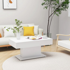 Coffee Table White Engineered Wood Medium Durable Coffe...