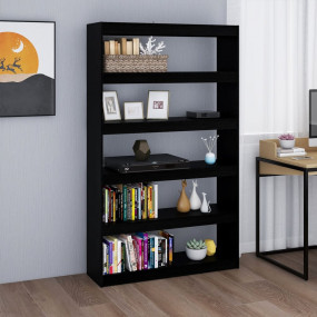 Book Cabinet Black Solid pine wood 39.4x11.8x65.9 in Bo...