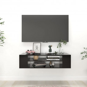 TV Cabinet Black Engineered Wood Medium TV Cabinet Rect...