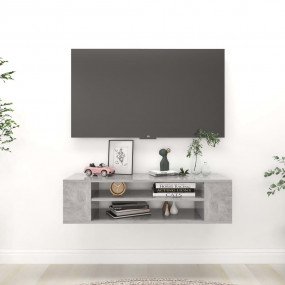 TV Cabinet Concrete Gray Engineered Wood Medium TV Cabi...