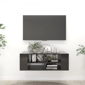 TV Cabinet High gloss black Engineered Wood 40.2 x 13.8...