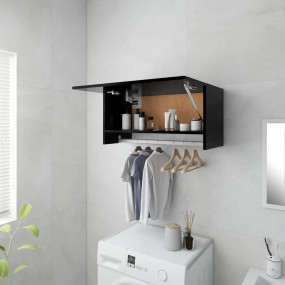 Wardrobe Black Engineered wood Compact Wardrobe Rectang...