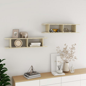 Wall Shelf Set of 2 Sonoma Oak Engineered Wood Standard