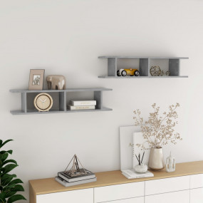 Wall Shelf Set of 2 Concrete Grey Engineered Wood Mediu...