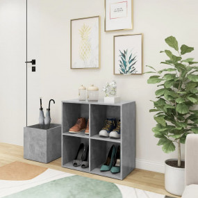 Hall Shoe Cabinet Concrete Grey Engineered Wood Medium ...