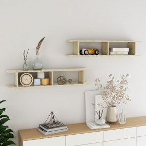 Wall Shelf Set of 2 Sonoma oak Engineered wood Medium