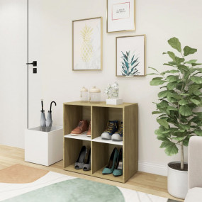 Hall Shoe Cabinet White and Sonoma Oak Engineered wood ...