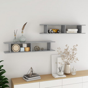 Wall Shelf Set of 2 Concrete Gray Engineered Wood