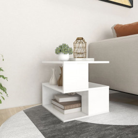 Side Table White Engineered Wood 15.7 in x 15.7 in x 15...