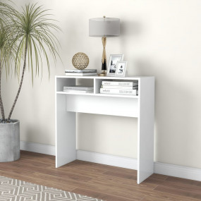 Console Table White Engineered Wood Compact Storage