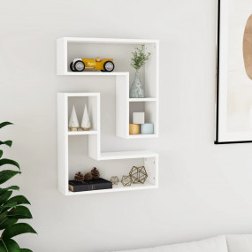 Wall Shelf Set of 2 White Engineered wood Medium Wall m...