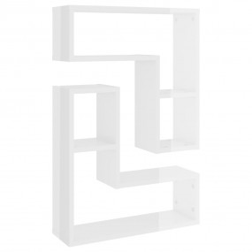 Wall Shelf Set of 2 High gloss white Engineered wood Wa...