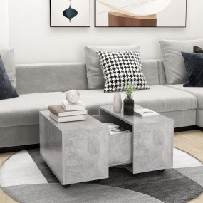 Coffee Table Concrete Grey Engineered Wood Medium Exten...