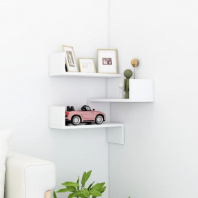 Wall Corner Shelf White Engineered Wood 15.7x15.7x19.7 ...