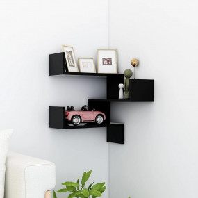 Wall Corner Shelf Black Engineered wood 15.7 x 15.7 x 1...