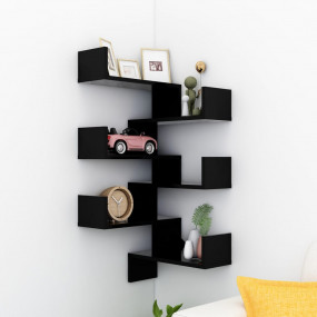 Wall Corner Shelf Set of 2 Black Engineered wood Medium