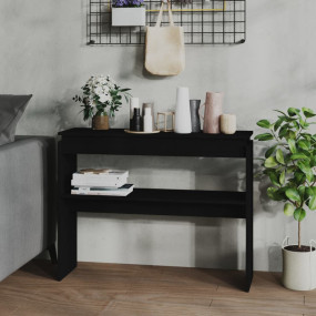 Console Table Black Engineered wood 40.2x11.8x31.5 in M...