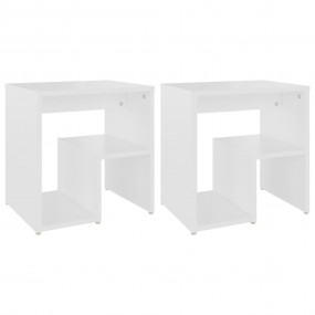 Bed Cabinet Set of 2 White Engineered wood Small Bed Ca...