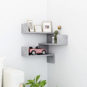 Wall Corner Shelf Concrete Grey Engineered Wood 15.7x15...