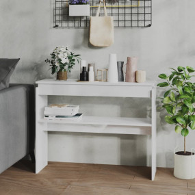 Console Table High Gloss White Engineered Wood Medium
