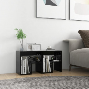 Bed Cabinet Set of 2 Black Engineered wood Standard Bed...