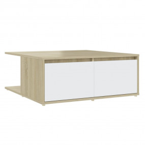 Coffee Table White and Sonoma Oak Engineered Wood 31.5 ...