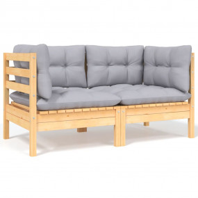 2-seater Garden Sofa Set of 2 Gray