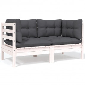 2-seater Garden Sofa Set of 2 White, Gray