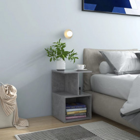 Bedside Cabinet Set of 2 Concrete Grey Engineered Wood