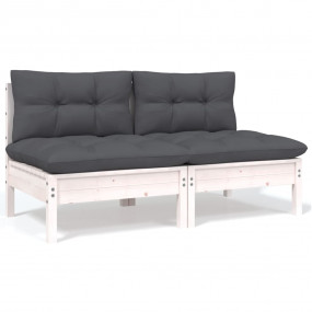 2-seater Garden Sofa Set of 2 White, Anthracite