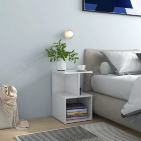 Bedside Cabinet Set of 2 Glossy white Engineered wood S...