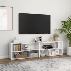 TV Cabinet High gloss white Engineered wood Large Exten...