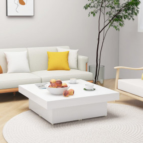 Coffee Table White Engineered Wood Large Modern Square