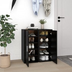 Shoe Cabinet Set of 2 Black Engineered wood Small Shoe ...