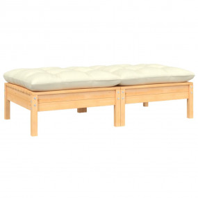2-seater Garden Sofa Set of 2 Cream, Light Wood