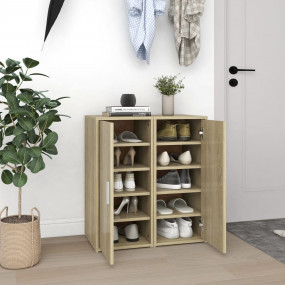 Shoe Cabinet Set of 2 Sonoma Oak Engineered Wood Medium