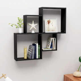 Wall Cube Shelf Black Engineered wood Medium Wall mount...