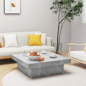 Coffee Table Concrete Gray Engineered Wood 35.4 x 35.4 ...