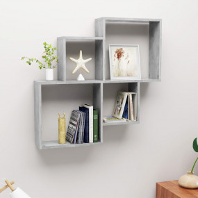 Wall Cube Shelf Concrete Grey Engineered Wood Medium