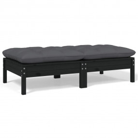 2-seater Garden Sofa Set of 2 Black