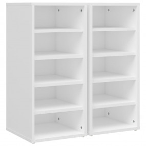 Shoe Cabinet Set of 2 White Engineered Wood Medium Shoe...
