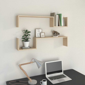 Wall Shelf Set of 2 Sonoma Oak Engineered wood