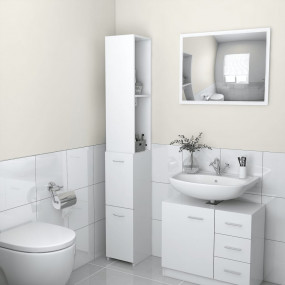 Bathroom Cabinet White Engineered wood 5 ft 7 in tall S...